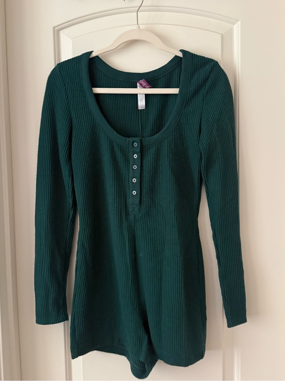 Women’s Ribbed Henley Romper in Deep Teal